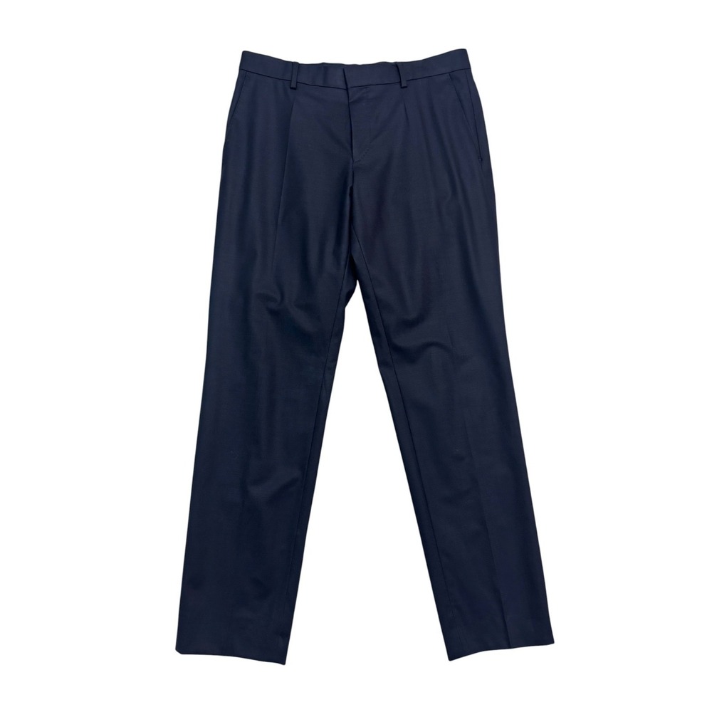 Hugo Boss 33x30 Navy Blue Micro Houndstooth Dress Suit Pants Trousers Huge Wool